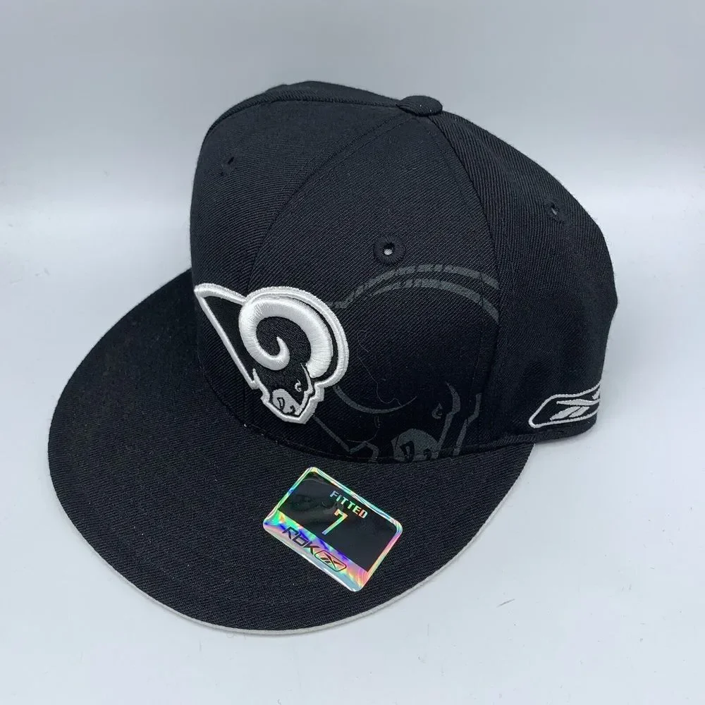 Vintage Los Angeles LA Rams Hat 6 7/8 Fitted‎ NFL Reebok Mens Cap